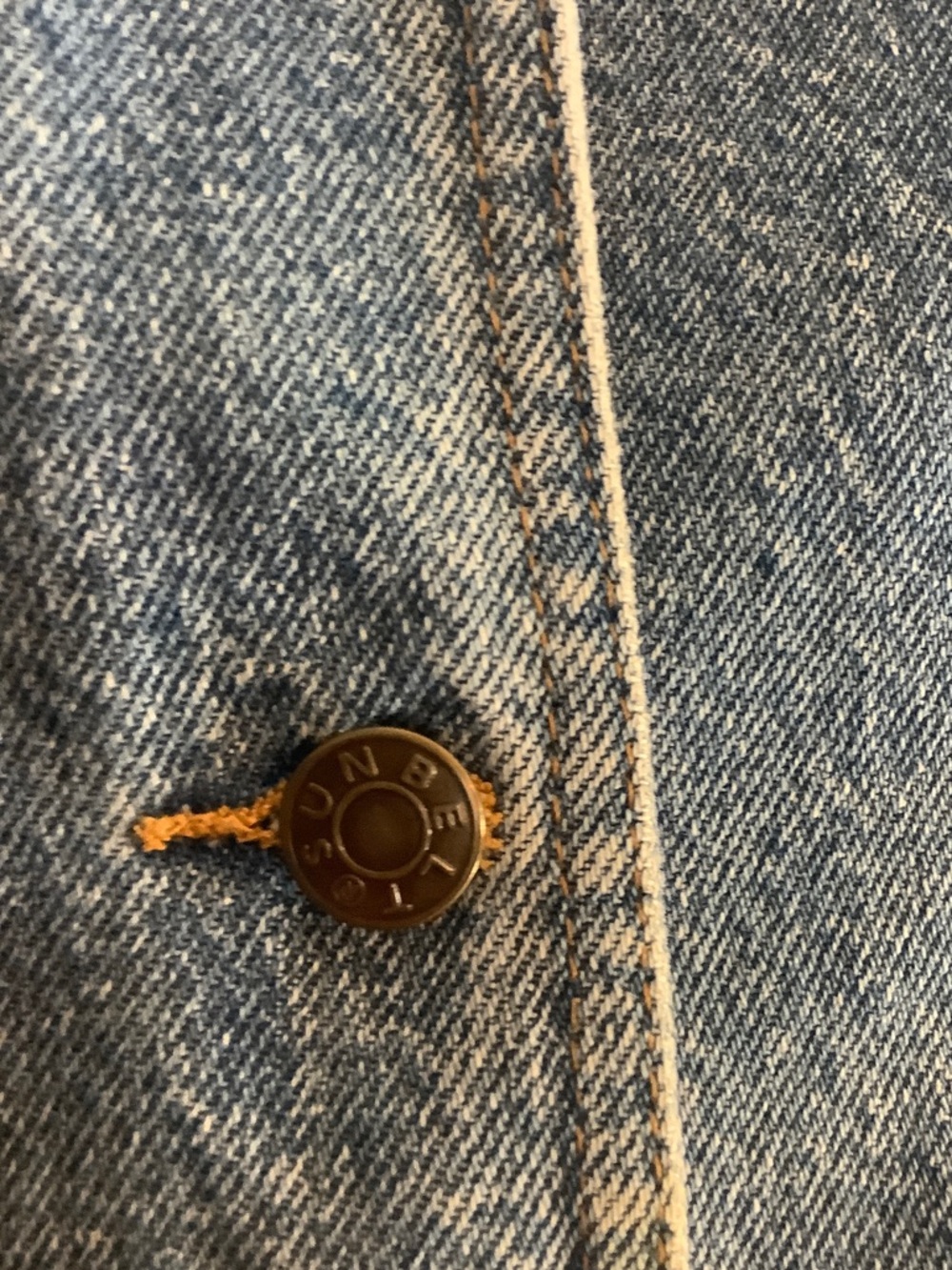 Vintage Embroidered Denim barn chore Jacket Brown Collar 1980-1990 southwestern - Picture 6 of 9